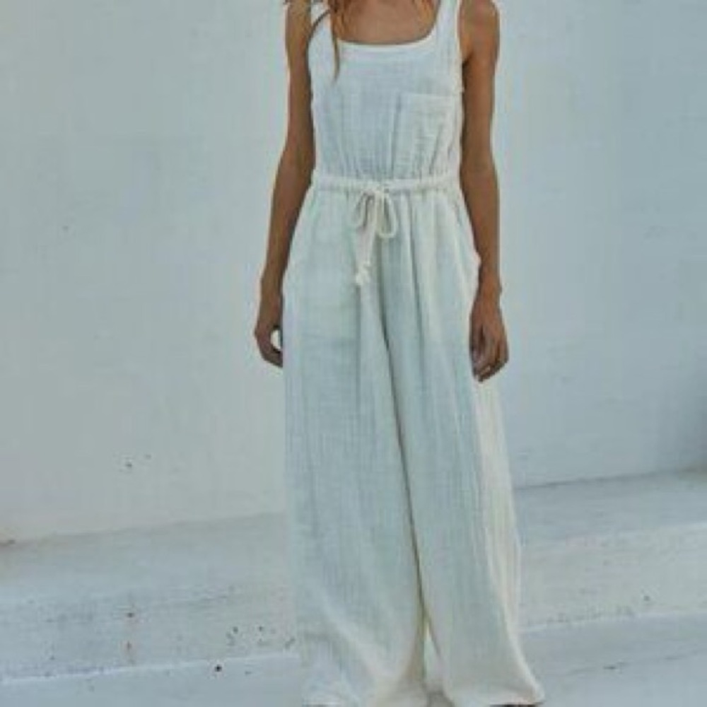 By Together Cream Jumpsuit-Size Small